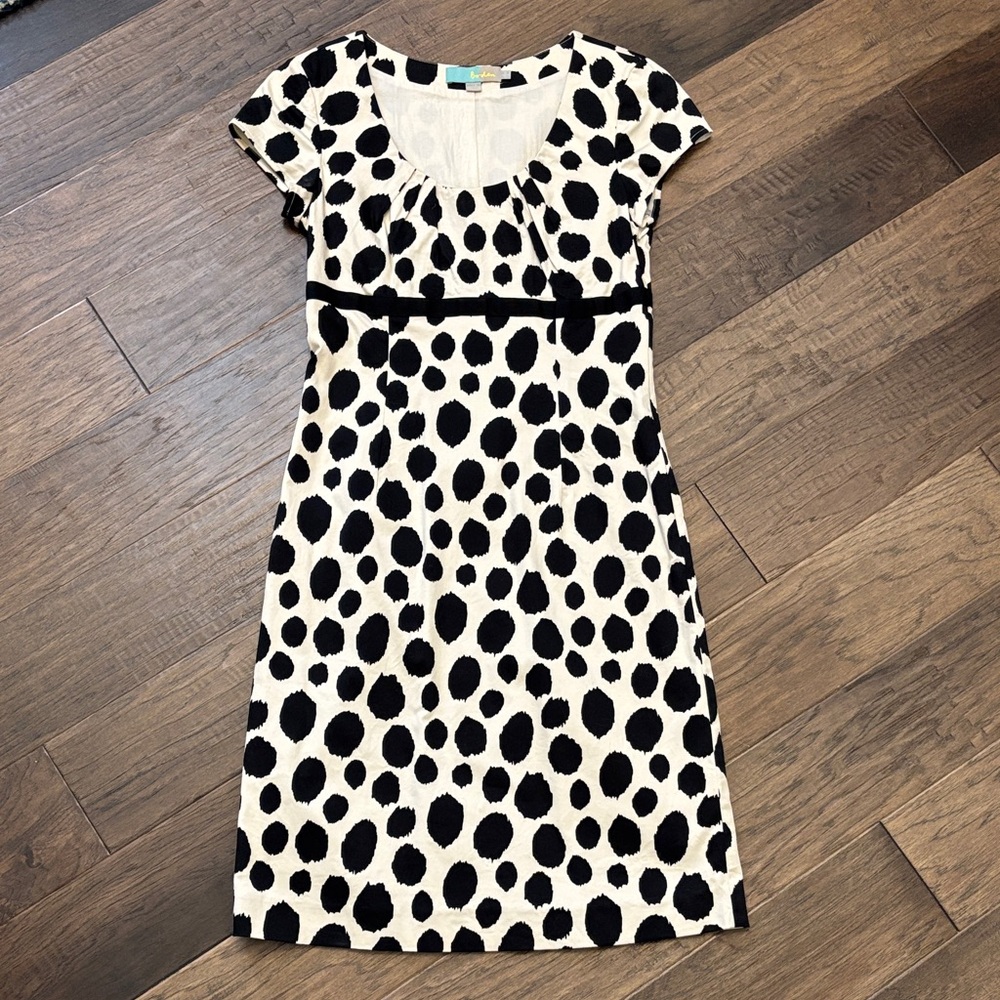Boden Black and Cream Polka Dot Dress EUC Size US